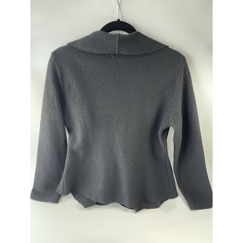 TSD Two Star Dog Ruffled Cardigan 100% Wool Womens Size S Black ~Not Lined~ - Picture 2 of 11
